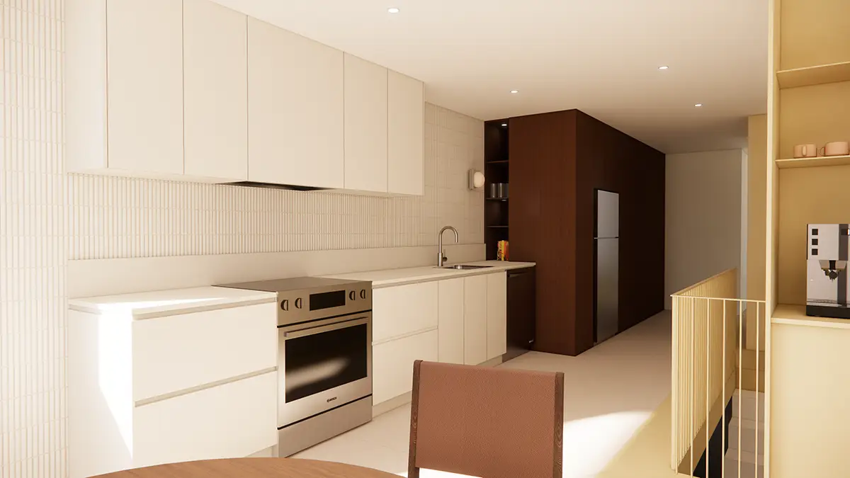 Escalier intérieur et coin café